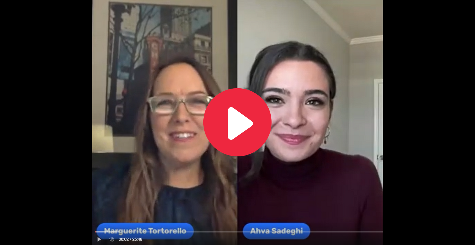 Marguerite Tortorello and Ahva Sadeghi on a LinkedIn Live